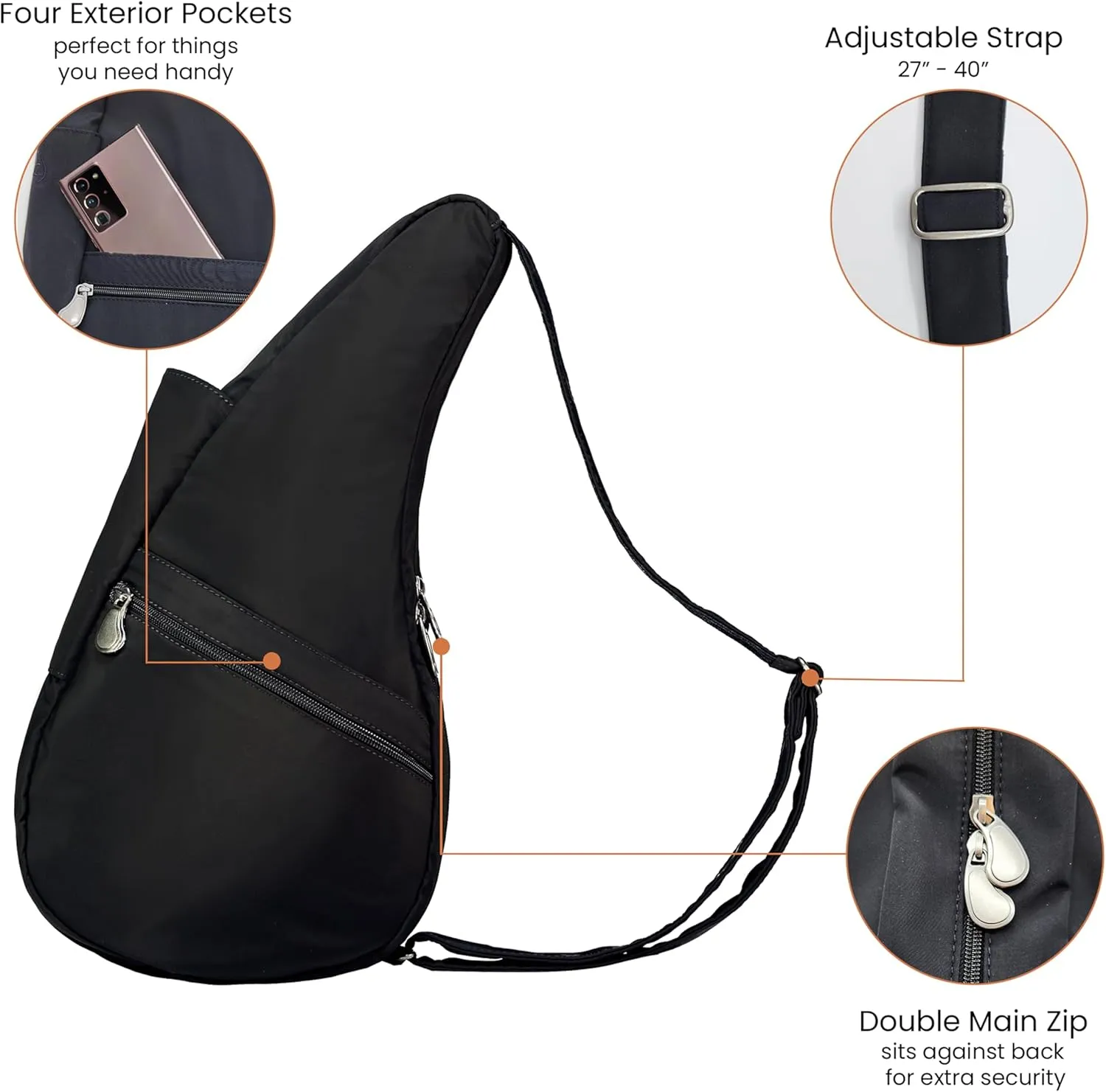 AmeriBag 15" Microfiber Crossbody Sling Healthy Back Bag