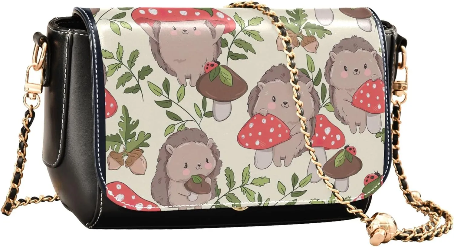 Animal Women Leather Shoulder Bag, Cute Cat Caticorn Kitten Unicorn Crossbody Bags for Women Handbag Chain Strap