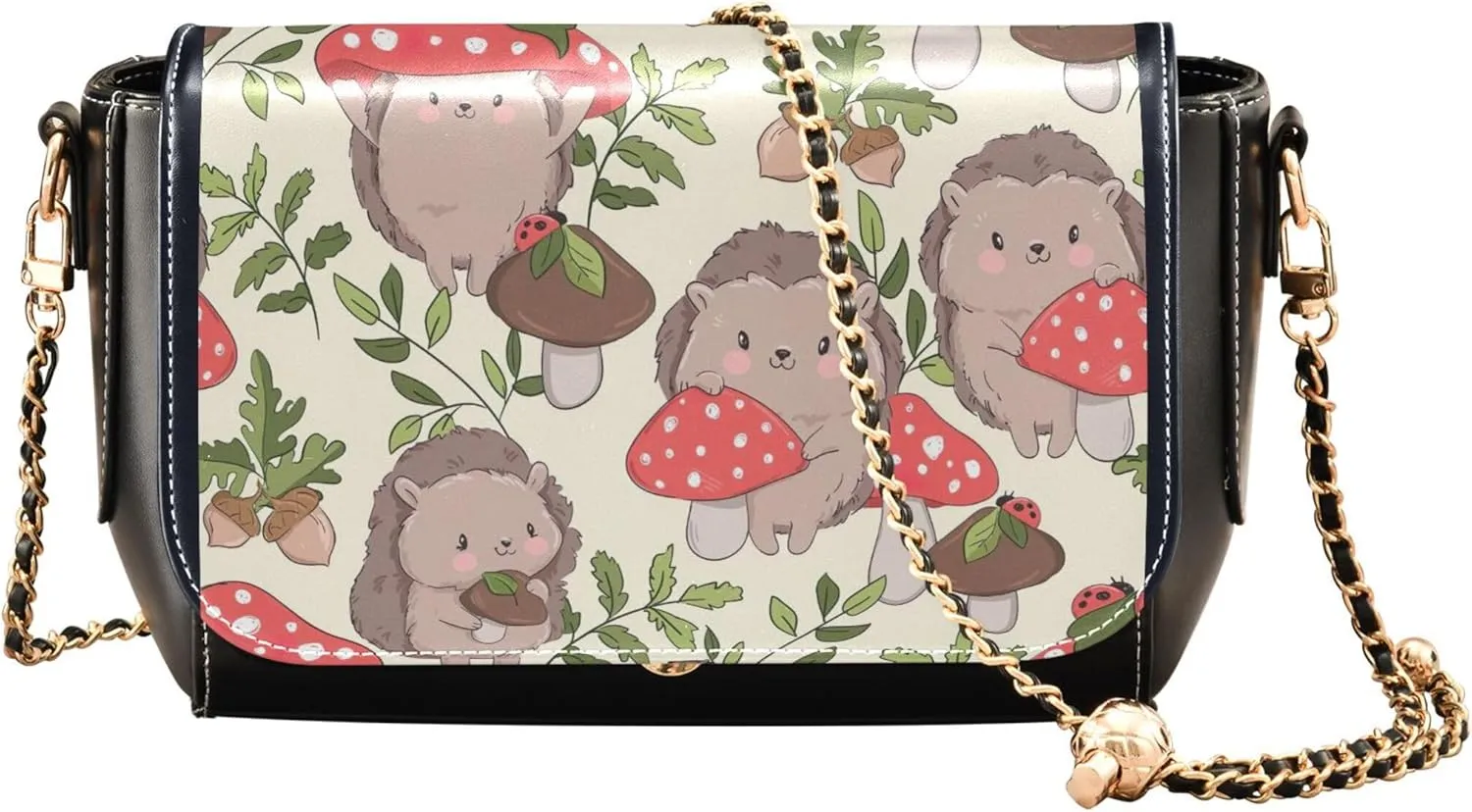 Animal Women Leather Shoulder Bag, Cute Cat Caticorn Kitten Unicorn Crossbody Bags for Women Handbag Chain Strap