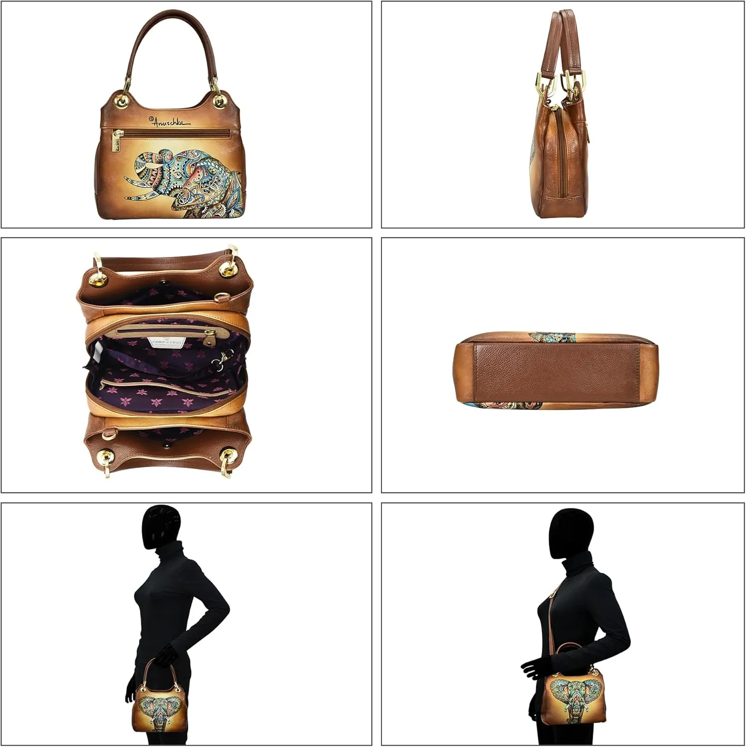 Anuschka Satchel with Crossbody Strap-708