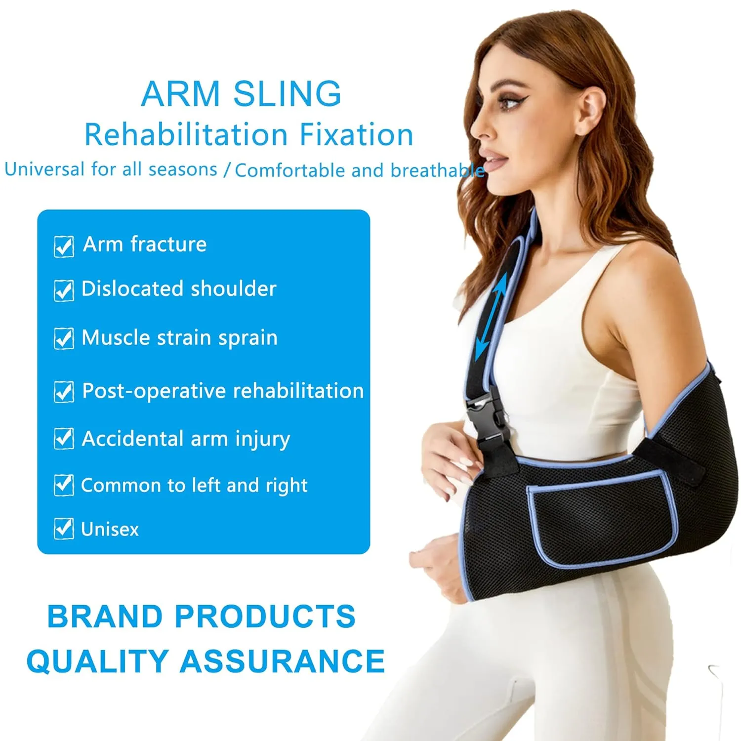 Arm Sling Shoulder Immobilizer - Rotator Cuff Support Brace - Comfortable Medical Sling for Shoulder Injury,Left and Right Arm,Men and Women,for Broken,Dislocated,Fracture,Strain (Medium)