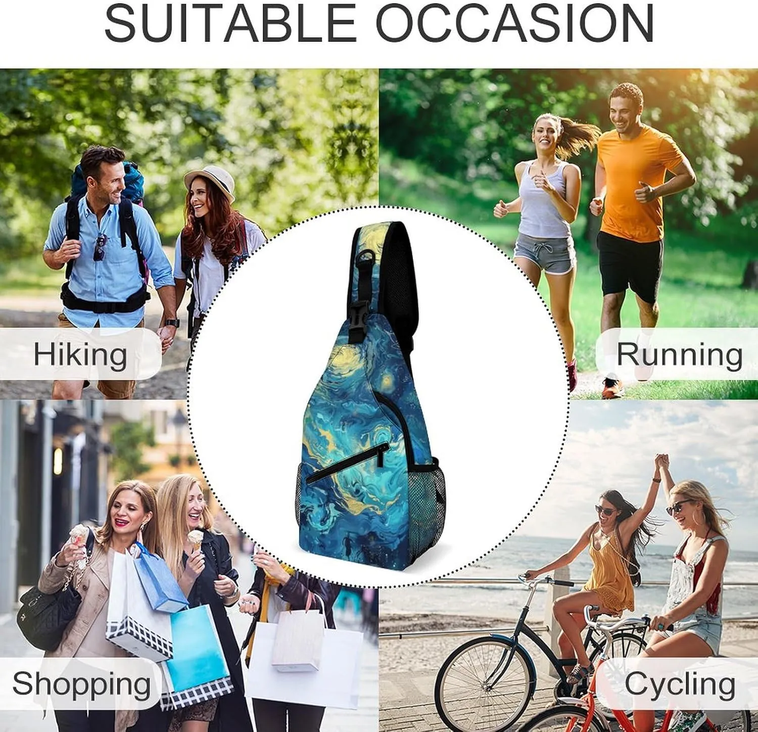 Artsy Painting Sling Backpack Crossbody for Men Women Backpack Casual Gym Travel Chest Shoulder Bag Leisure Sports Outdoor Running Hiking One Size
