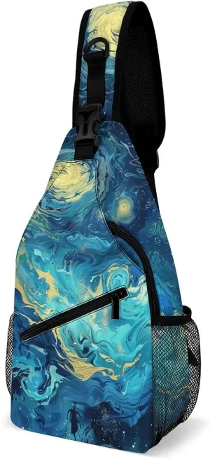 Artsy Painting Sling Backpack Crossbody for Men Women Backpack Casual Gym Travel Chest Shoulder Bag Leisure Sports Outdoor Running Hiking One Size