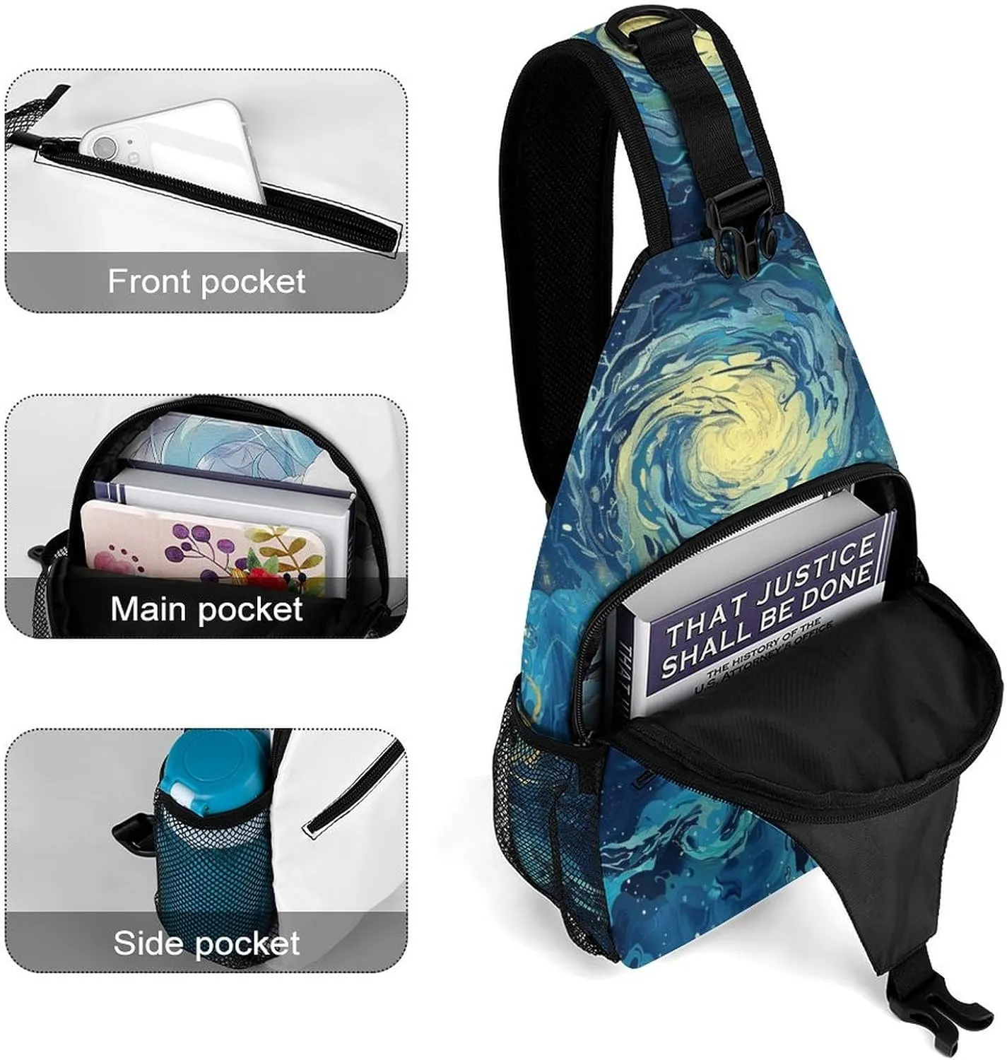 Artsy Painting Sling Backpack Crossbody for Men Women Backpack Casual Gym Travel Chest Shoulder Bag Leisure Sports Outdoor Running Hiking One Size