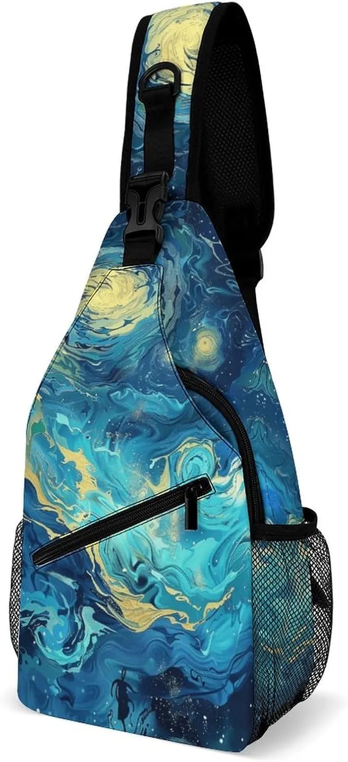 Artsy Painting Sling Backpack Crossbody for Men Women Backpack Casual Gym Travel Chest Shoulder Bag Leisure Sports Outdoor Running Hiking One Size
