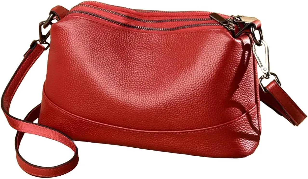 Aslana Floral-Embossed Genuine Leather Shoulder Crossbody Bag Handbag for Women