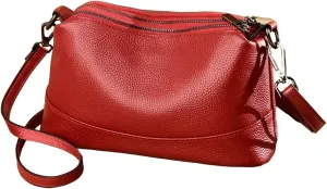 Aslana Floral-Embossed Genuine Leather Shoulder Crossbody Bag Handbag for Women