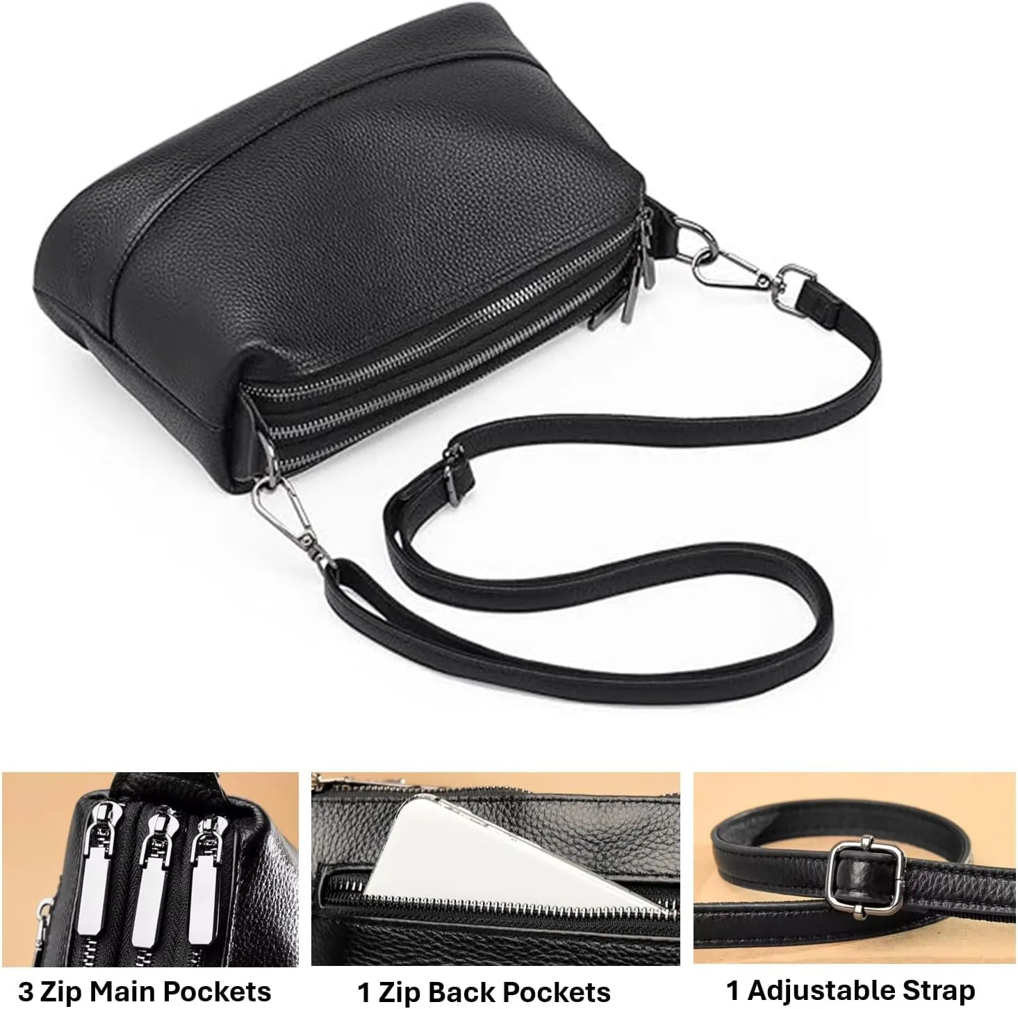 Aslana Floral-Embossed Genuine Leather Shoulder Crossbody Bag Handbag for Women