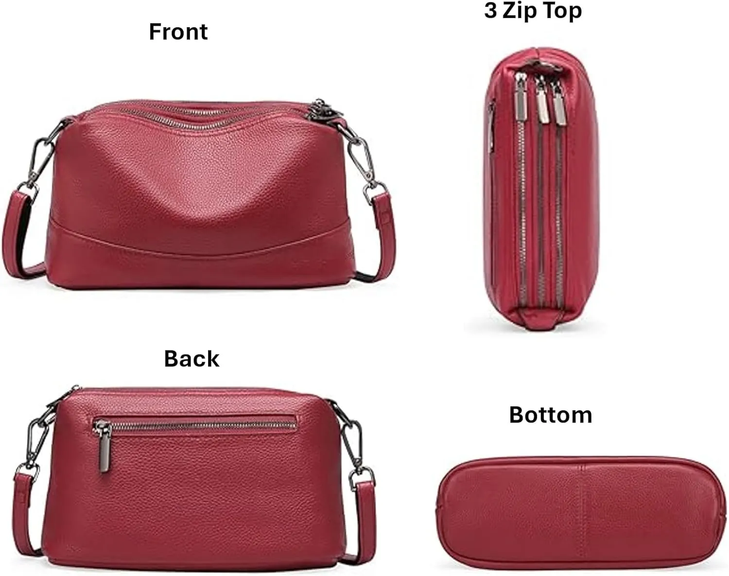 Aslana Floral-Embossed Genuine Leather Shoulder Crossbody Bag Handbag for Women