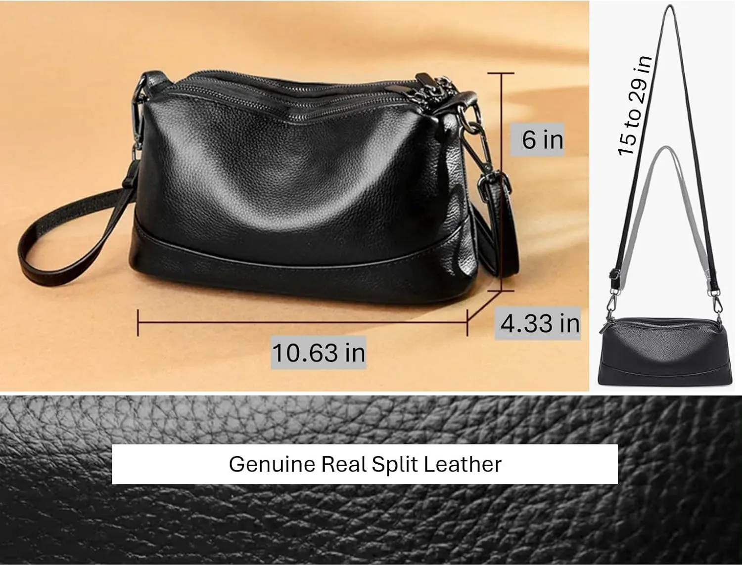 Aslana Floral-Embossed Genuine Leather Shoulder Crossbody Bag Handbag for Women