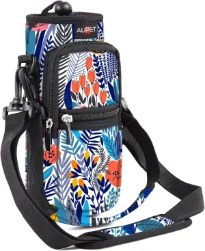 AUPET Water Bottle Sling Bag Sleeve Holder Carrier 25/32/40/64 oz,Insulated Crossbody Water Bottle Case Cover with Strap and Pockets for Men/Women Walking Hiking Camping