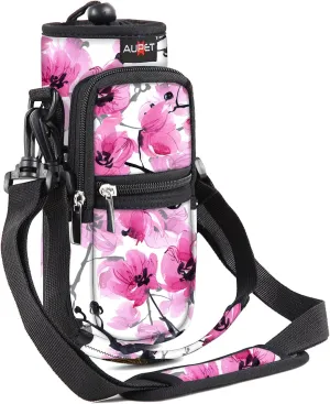 AUPET Water Bottle Sling Bag Sleeve Holder Carrier 25/32/40/64 oz,Insulated Crossbody Water Bottle Case Cover with Strap and Pockets for Men/Women Walking Hiking Camping