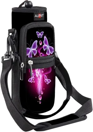 AUPET Water Bottle Sling Bag Sleeve Holder Carrier 25/32/40/64 oz,Insulated Crossbody Water Bottle Case Cover with Strap and Pockets for Men/Women Walking Hiking Camping