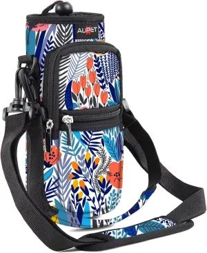 AUPET Water Bottle Sling Bag Sleeve Holder Carrier 25/32/40/64 oz,Insulated Crossbody Water Bottle Case Cover with Strap and Pockets for Men/Women Walking Hiking Camping