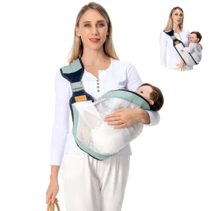 Baby Sling Carrier, Baby Carrier Newborn to Toddler(7-45lbs), Toddler Carrier with Safety Buckle, One Shoulder Adjustable Shoulder Strap, One Size Fits All, Mesh Green
