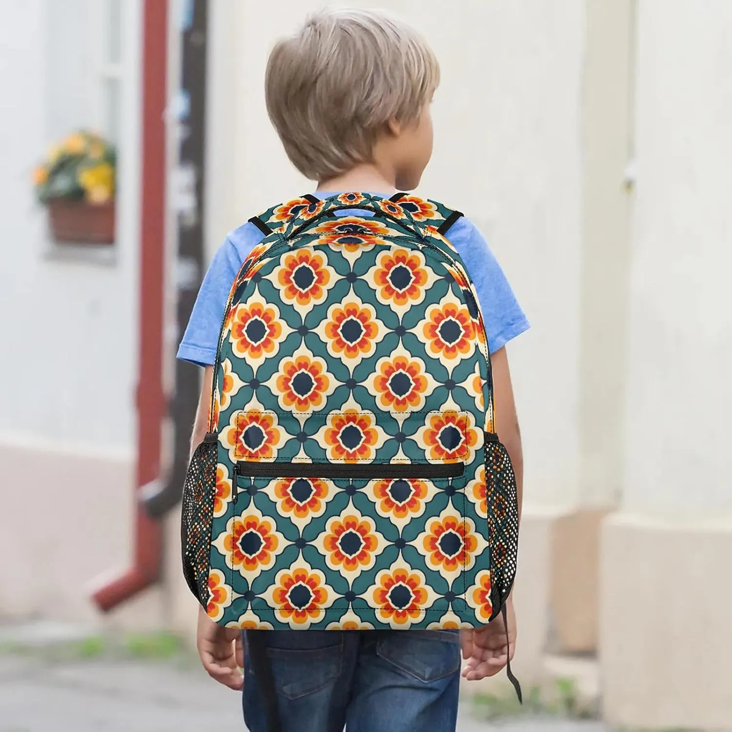 Backpack Abstract Chrysanthemum Pattern Book Bags Laptop Backpacks Lightweight Multipurpose Daypack for Men Women Travel Hiking