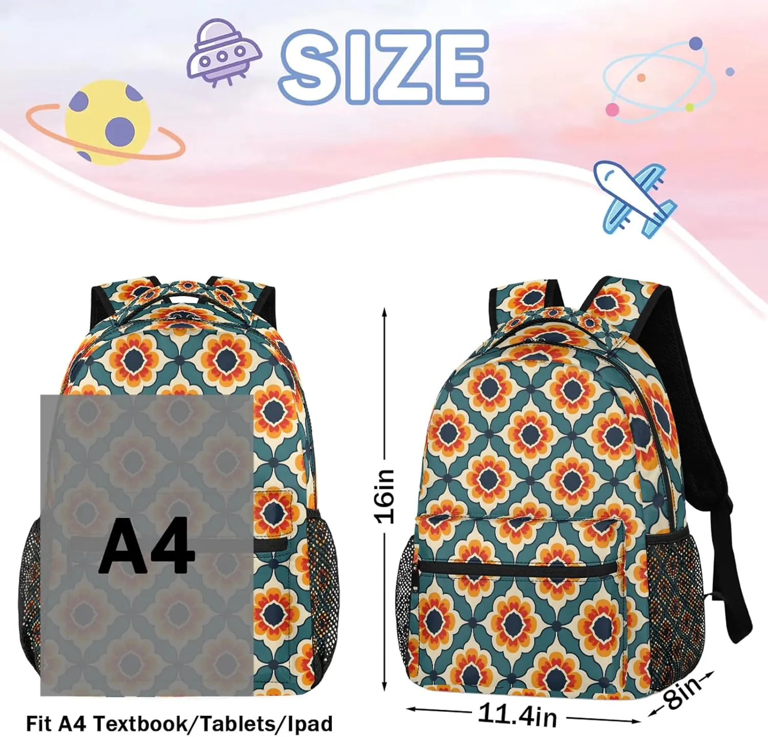 Backpack Abstract Chrysanthemum Pattern Book Bags Laptop Backpacks Lightweight Multipurpose Daypack for Men Women Travel Hiking