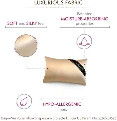 Bag-a-Vie Handbag Shaper Pillow Luxury Handbag & Purse Shaper - [Tres Mini] 7' x 4.5' - Fits Mini Flap and Clutches - Champagne