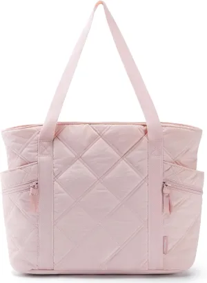 BAGSMART Tote Bag for Women, Puffer Work Tote with Zipper, Travel Essentials Quilted Nurse Travel Hospital Bag