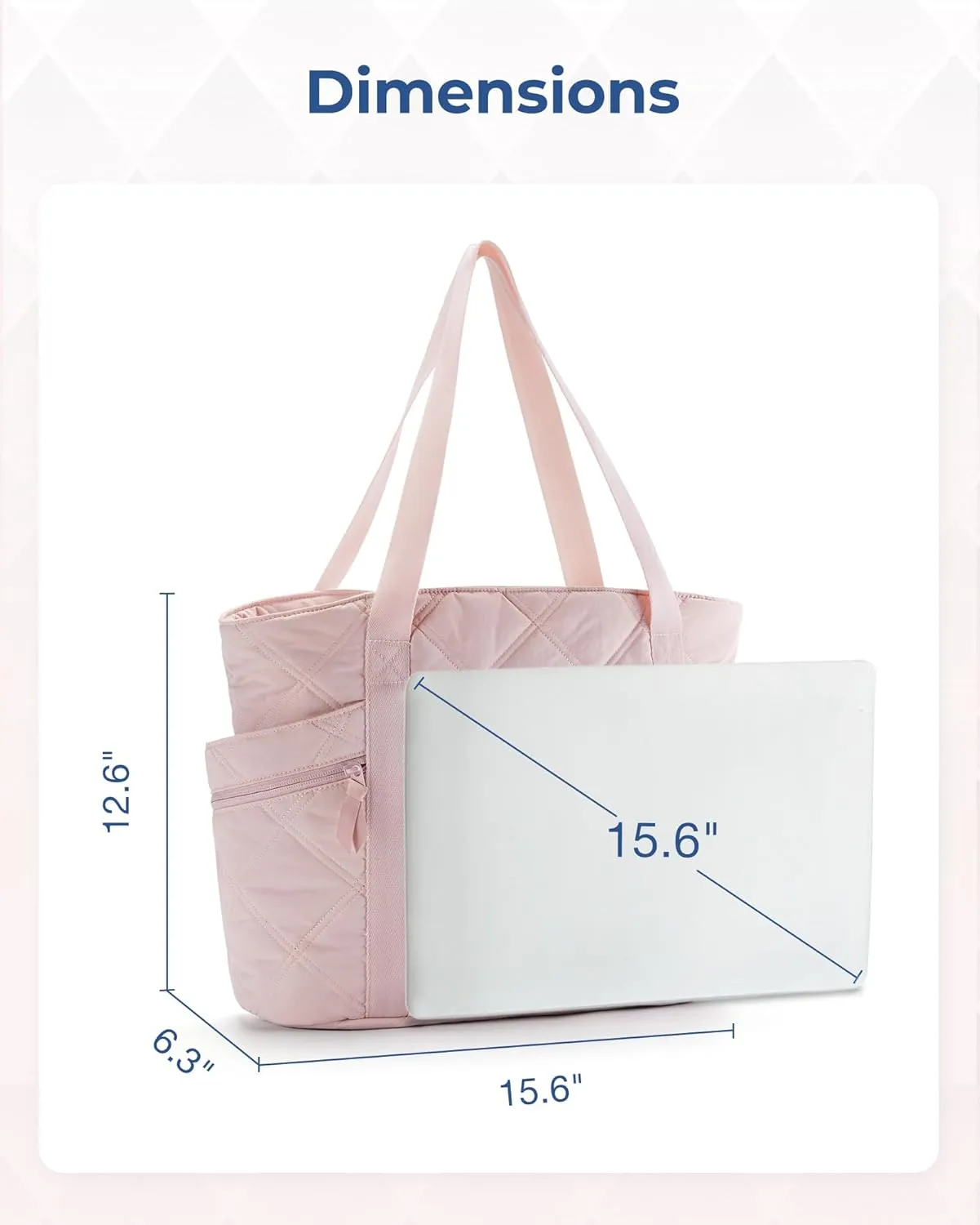 BAGSMART Tote Bag for Women, Puffer Work Tote with Zipper, Travel Essentials Quilted Nurse Travel Hospital Bag