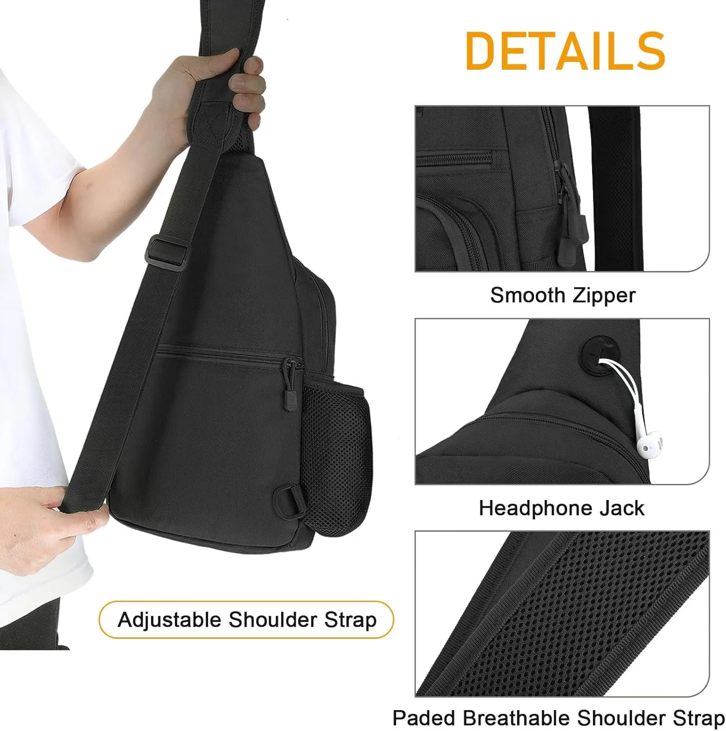 BAIGIO Tactical Sling Bag Military Chest Pack Small MOLLE Shoulder Backpack Mens One Strap Daypack with Water Bottle Holder Black