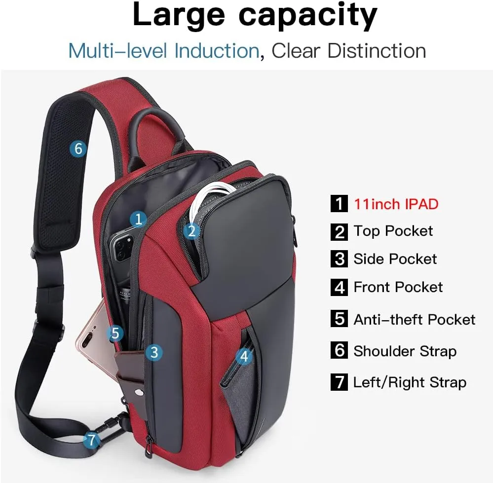 BANGE Sling Bag, Waterproof Men's Chest Bag Shoulder bags Crossbody Sling Backpack for Men……