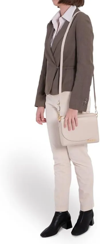 Baroncelli Leather Crossbody Bag, 3 Compartments, Long Strap