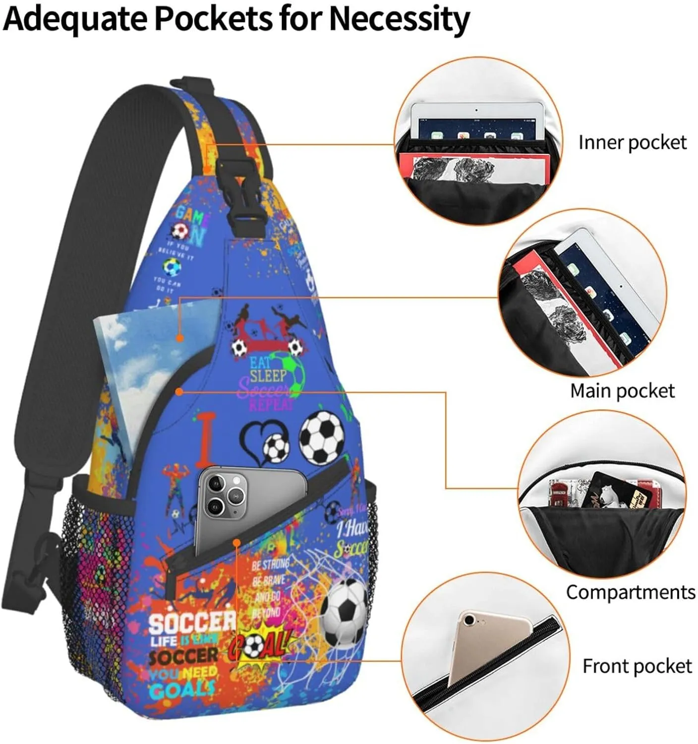 Baseball Sling Backpack - Crossbody Shoulder Bag for Men & Women