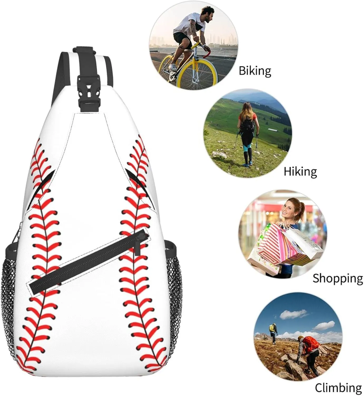 Baseball Sling Backpack Sling Bag Crossbody Shoulder Bag Baseball Purse Chest Bag For Men Women