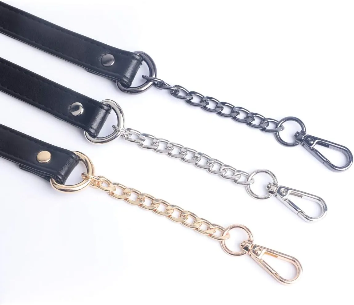 Beaulegan Purse Chain Handles - Microfiber Leather - Replacement for Shoulder Bag or Handbag 23.6 inch Long (2 PCS/Gold)