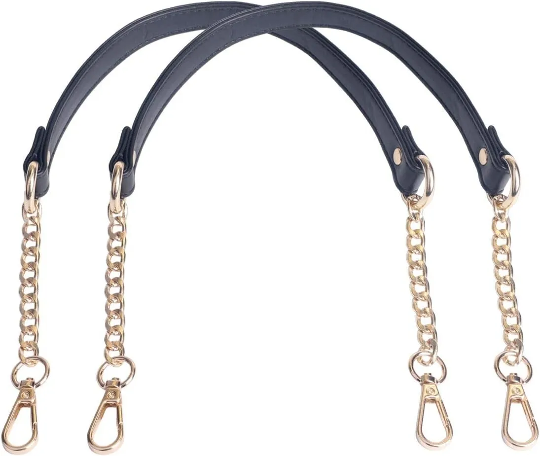 Beaulegan Purse Chain Handles - Microfiber Leather - Replacement for Shoulder Bag or Handbag 23.6 inch Long (2 PCS/Gold)