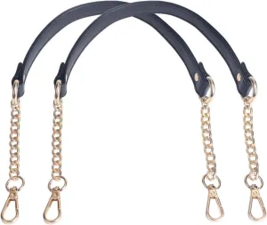 Beaulegan Purse Chain Handles - Microfiber Leather - Replacement for Shoulder Bag or Handbag 23.6 inch Long (2 PCS/Gold)