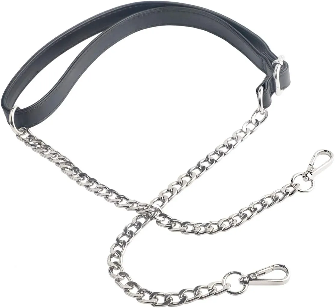 BEAULEGAN Purse Chain Strap Adjustable - Replacement for Shoulder Crossbody Bag, 55 Inches (Black/Silver