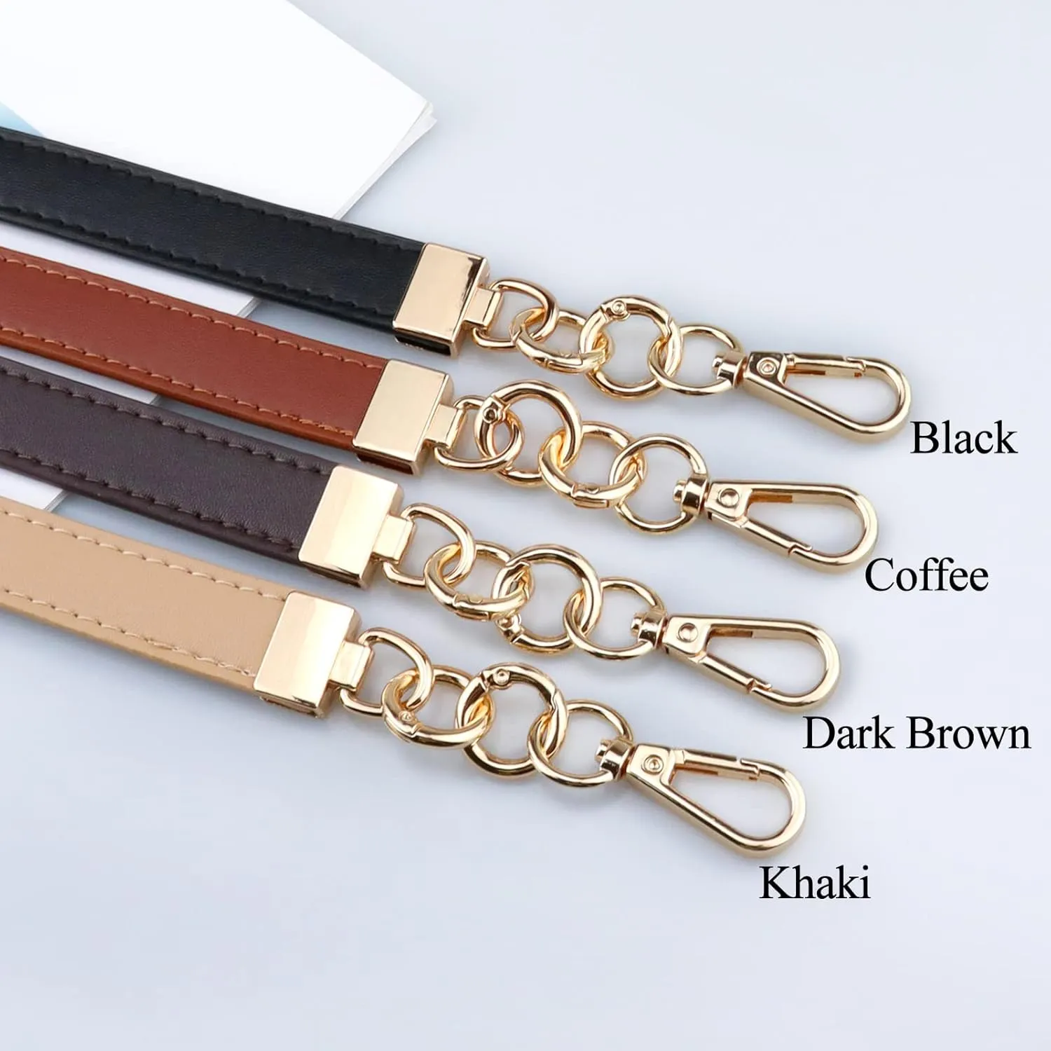 Beaulegan Purse Leather Handles Replacement for Handbag/Shoulder Bag 2 PCS, 24.4 Inch Long Coffee（Gold Clasp）