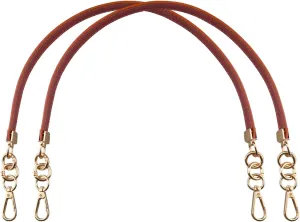 Beaulegan Purse Leather Handles Replacement for Handbag/Shoulder Bag 2 PCS, 24.4 Inch Long Coffee（Gold Clasp）