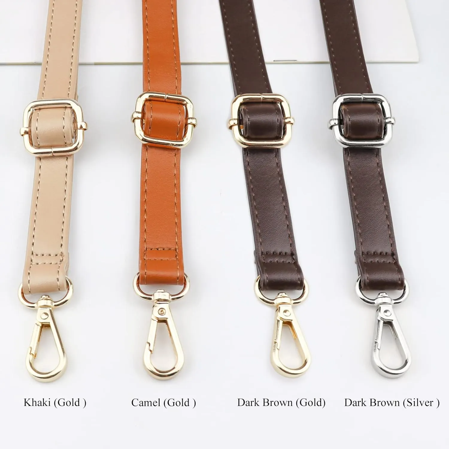 Beaulegan Purse Strap Replacement - Full Grain Microfiber Leather - 59 Inch Long Adjustable for Crossbody Shoulder Bag - 0.7 Inch Wide, Dark Brown/Gold