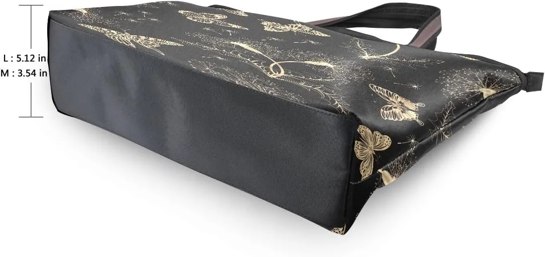 Beautiful Butterfly Black Shoulder Bags Large Handle Ladies Handbag