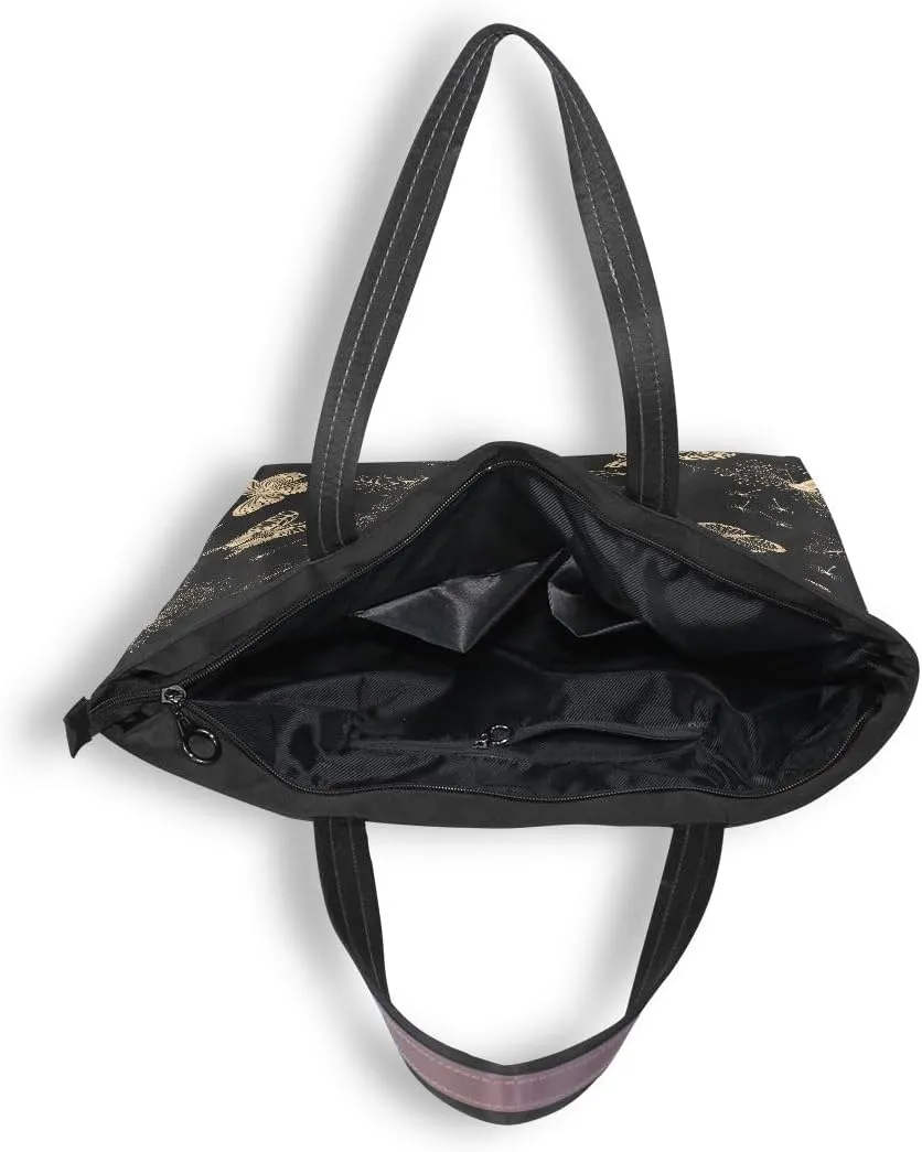 Beautiful Butterfly Black Shoulder Bags Large Handle Ladies Handbag