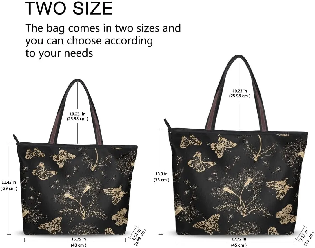 Beautiful Butterfly Black Shoulder Bags Large Handle Ladies Handbag