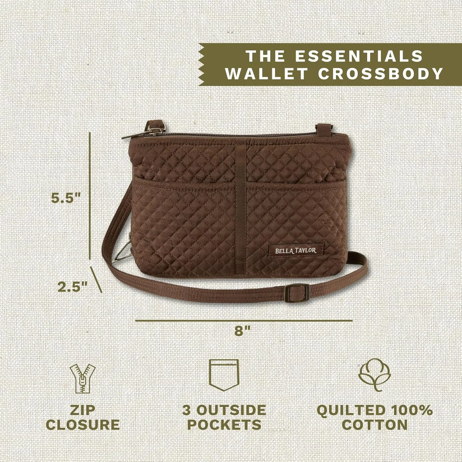 Bella Taylor Essentials Crossbody Purse with Built In Wallet