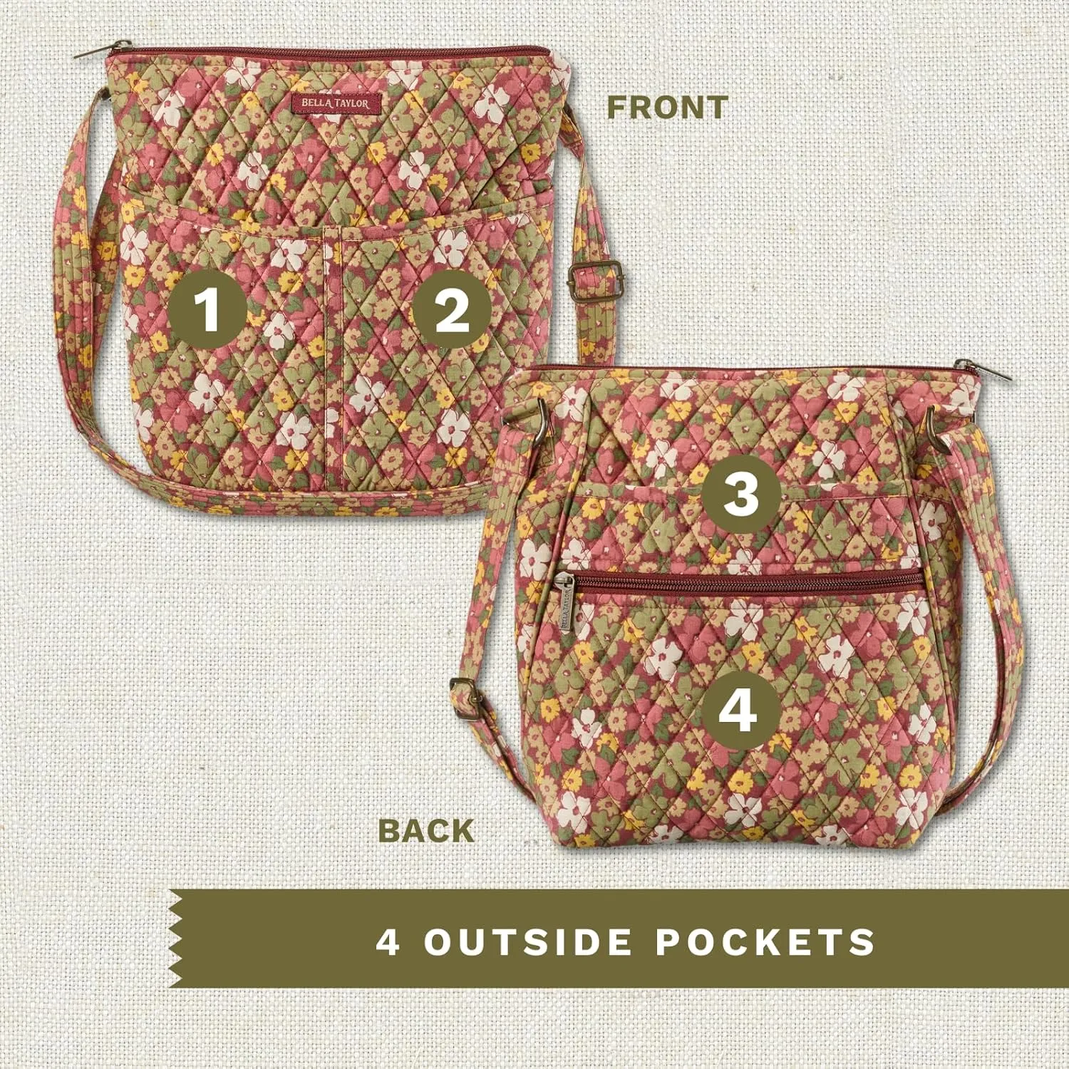 Bella Taylor Hipster Crossbody Purse for Women | Medium Size Shoulder Bag with Adjustable Strap