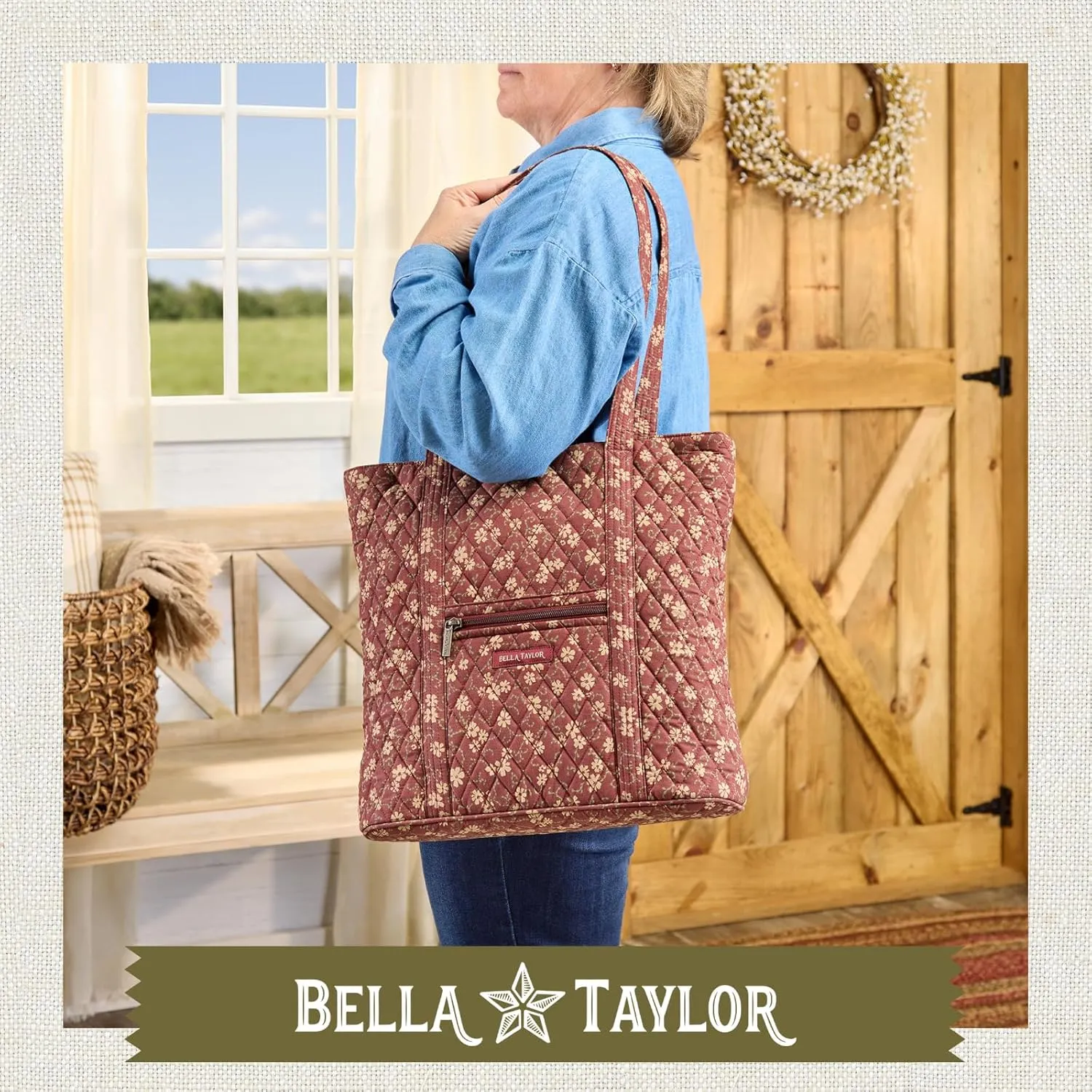 Bella Taylor Large Tote | Lightweight Quilted Fabric Tote Bags for Women