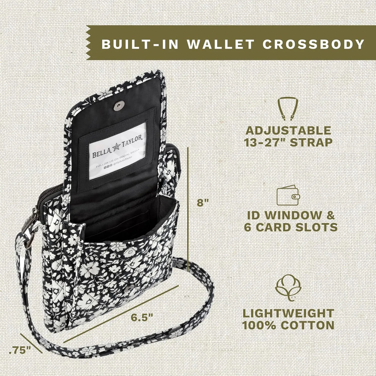 Bella Taylor Mini Crossbody Purse with Built In Wallet