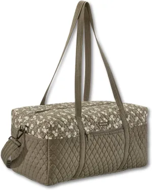 Bella Taylor Quilted Cotton Duffel Bag |Large Carry On Travel and Weekender Bag For Women| Woodland Floral