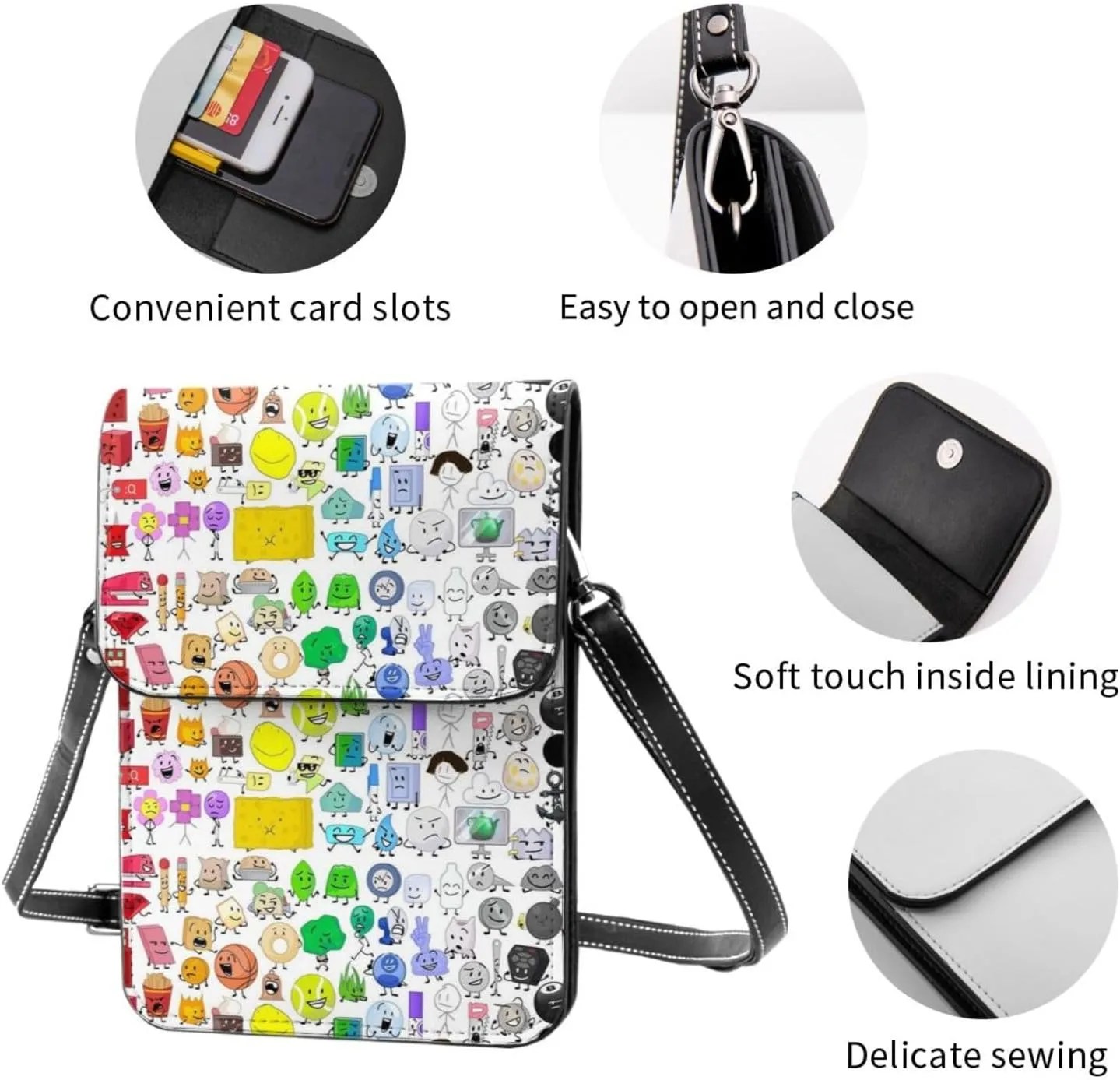 Bfdi-Battle For Dream Island Backpack, Mini Portable Pocket Crossbody Bag, Magnetic Buckle Bag