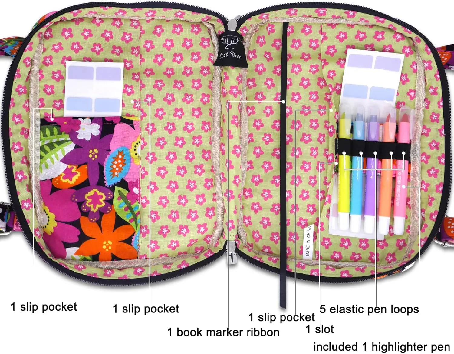 Bible Cover for Women with Adjustable Straps, Large Study Bible Carrying Case Bag with Zip Pocket, 10x7x2.7 Inches