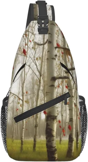 Birch Trees(1) Sling Bag Waterproof Lightweight Crossbody Shoulder Backpack Chest Bags Travel Hiking Casual Daypack For Women Men