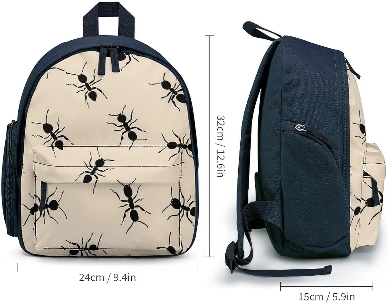 Black Ants Small Basic Backpack Casual Lightweight Bag Cute Print Travel Blue-style