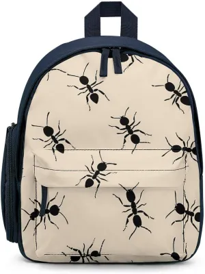 Black Ants Small Basic Backpack Casual Lightweight Bag Cute Print Travel Blue-style