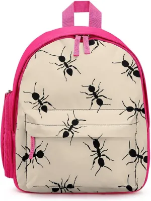 Black Ants Small Basic Backpack Casual Lightweight Bag Cute Print Travel Pink-style